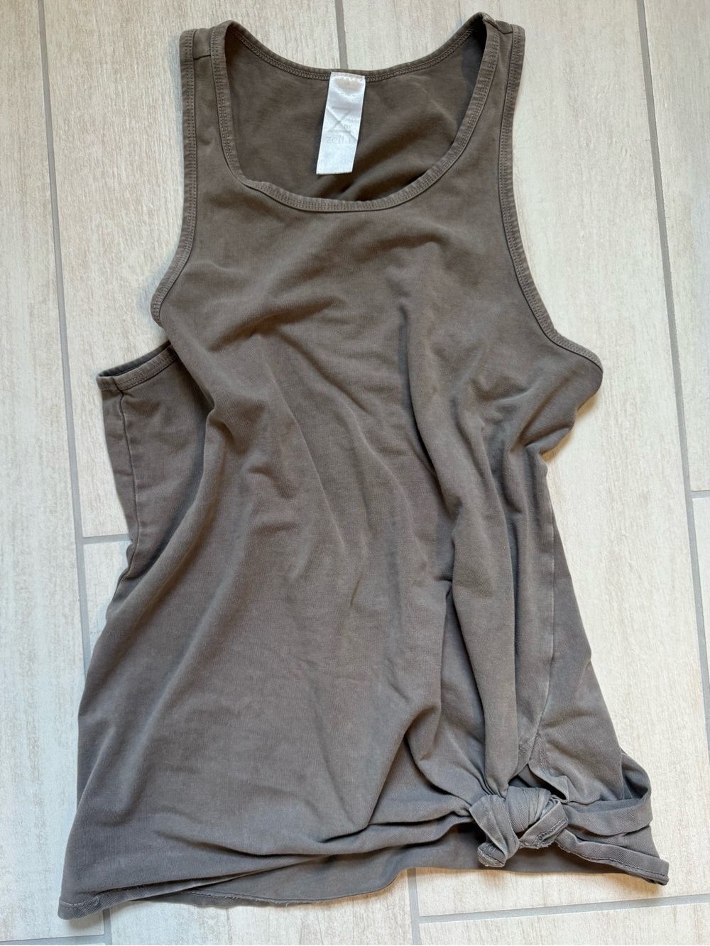Zella Brown Knot-Front Athletic Tank Top